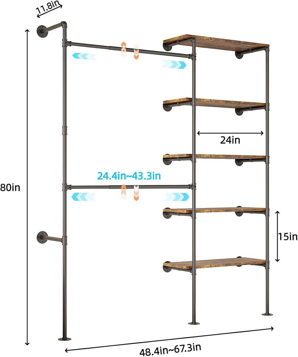 Expandable Industrial Pipe Clothes Rack,Corner Garment Rack