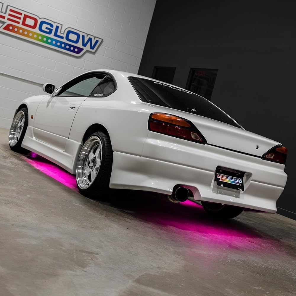 LEDGlow 4pc Pink LED Flexible Car Slimline Underbody Underglow Accent Neon Li...