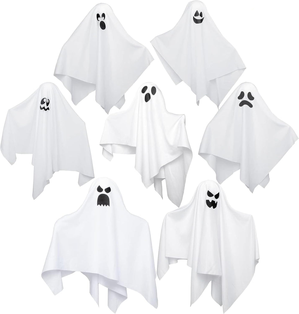 JOYIN 7 Pcs Halloween Hanging Ghost Decorations Outdoor, 19.6” Flying White G...