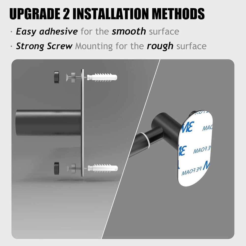 Towel Bar, Adhesive or Drill Wall Mount, Matte Black, 4 Pack