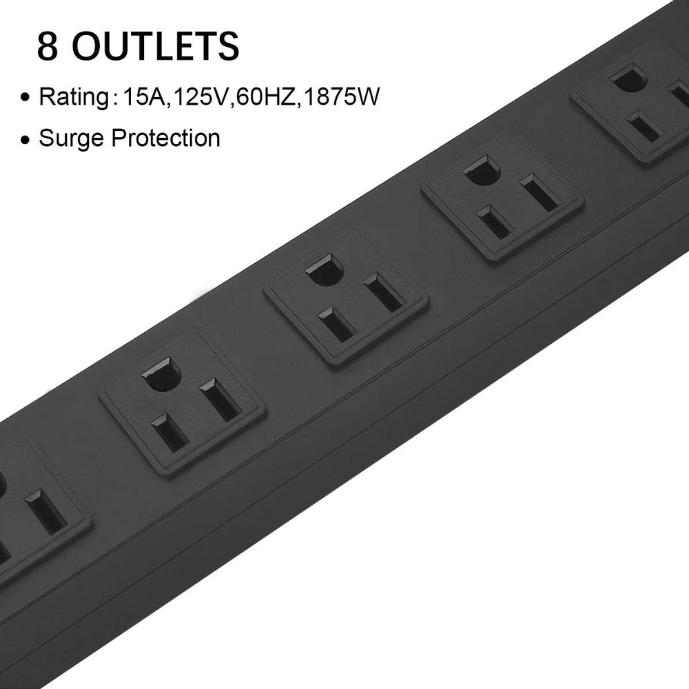 HHSOET Heavy Duty Long 8 Outlets, 14AWG Extension Cord, Black, 15FT, 2