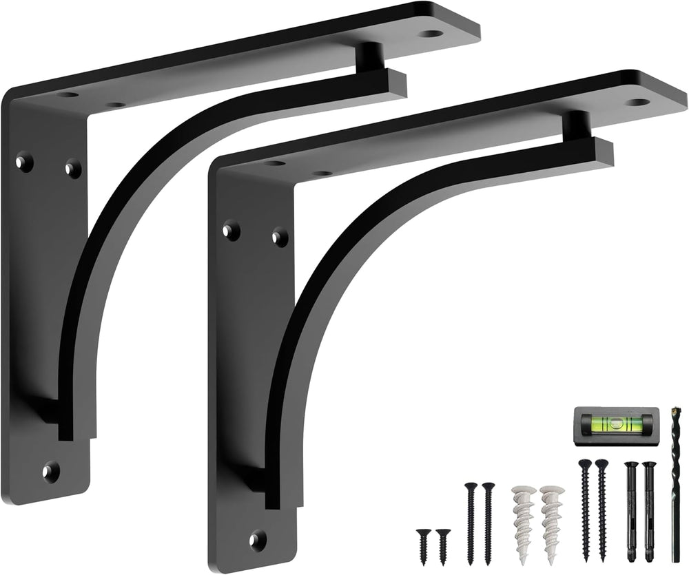 Classic Black Heavy Duty Shelf Brackets 10 inch by Balin Designs– L Bracket, ...
