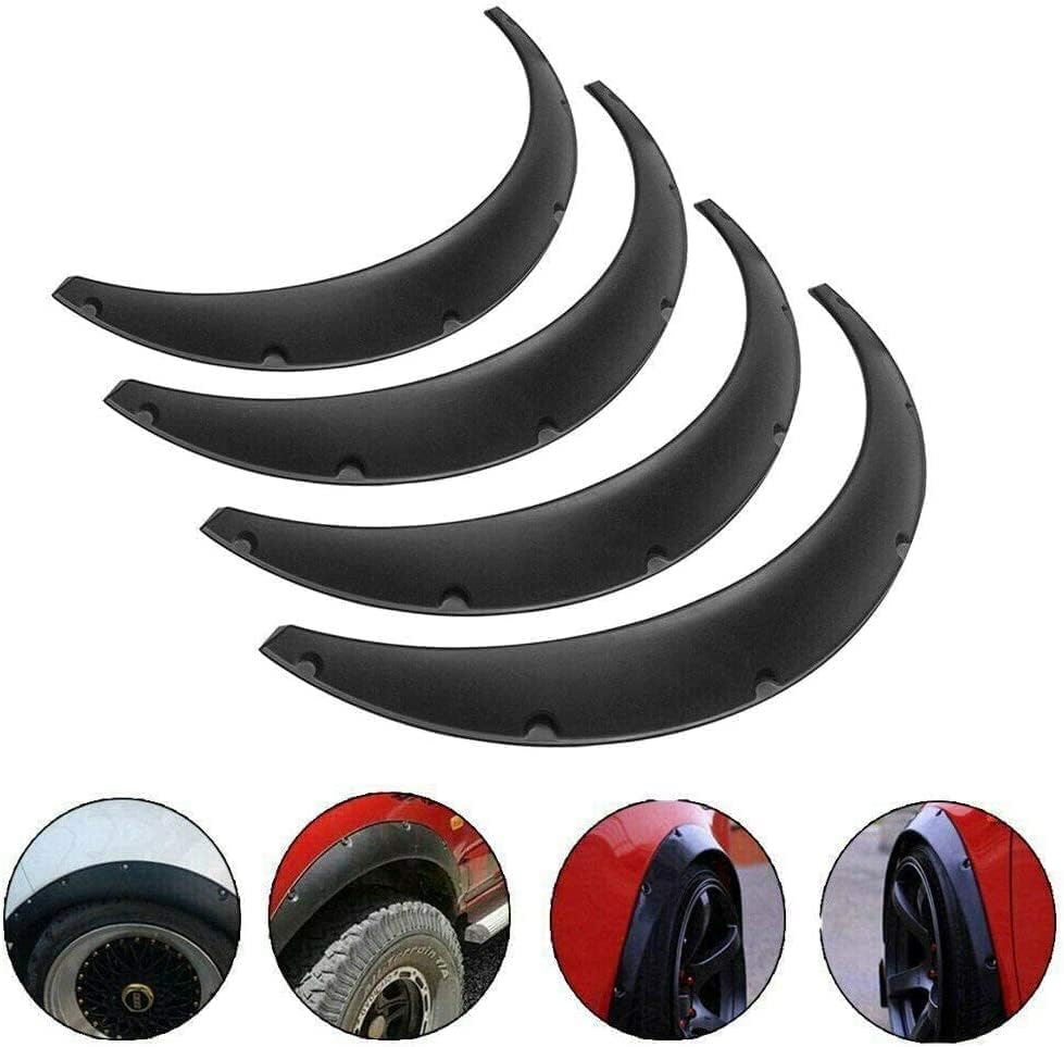 BLACKHORSE-RACING 4Pcs 3.5"/90mm Universal Car Wheel Fender Flares Wide ...