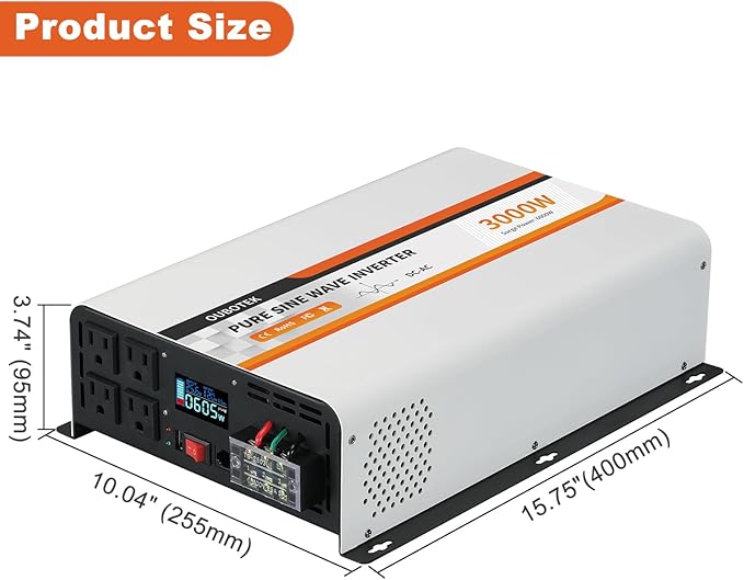 3000 Watt Pure Sine Wave Inverter 24V DC to 120V AC Converter