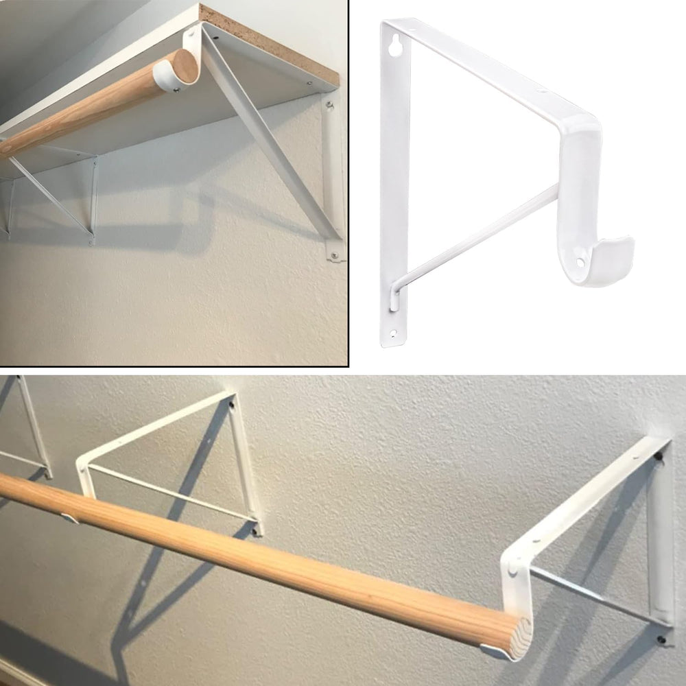 6 Pack White Closet Rod Brackets Holder with Screws - Closet Shelves Wall Mou...