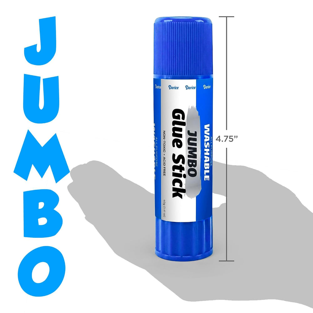 Darice Jumbo Glue Sticks, 1.4 Oz (40g) – All-Purpose Washable School Glue for...