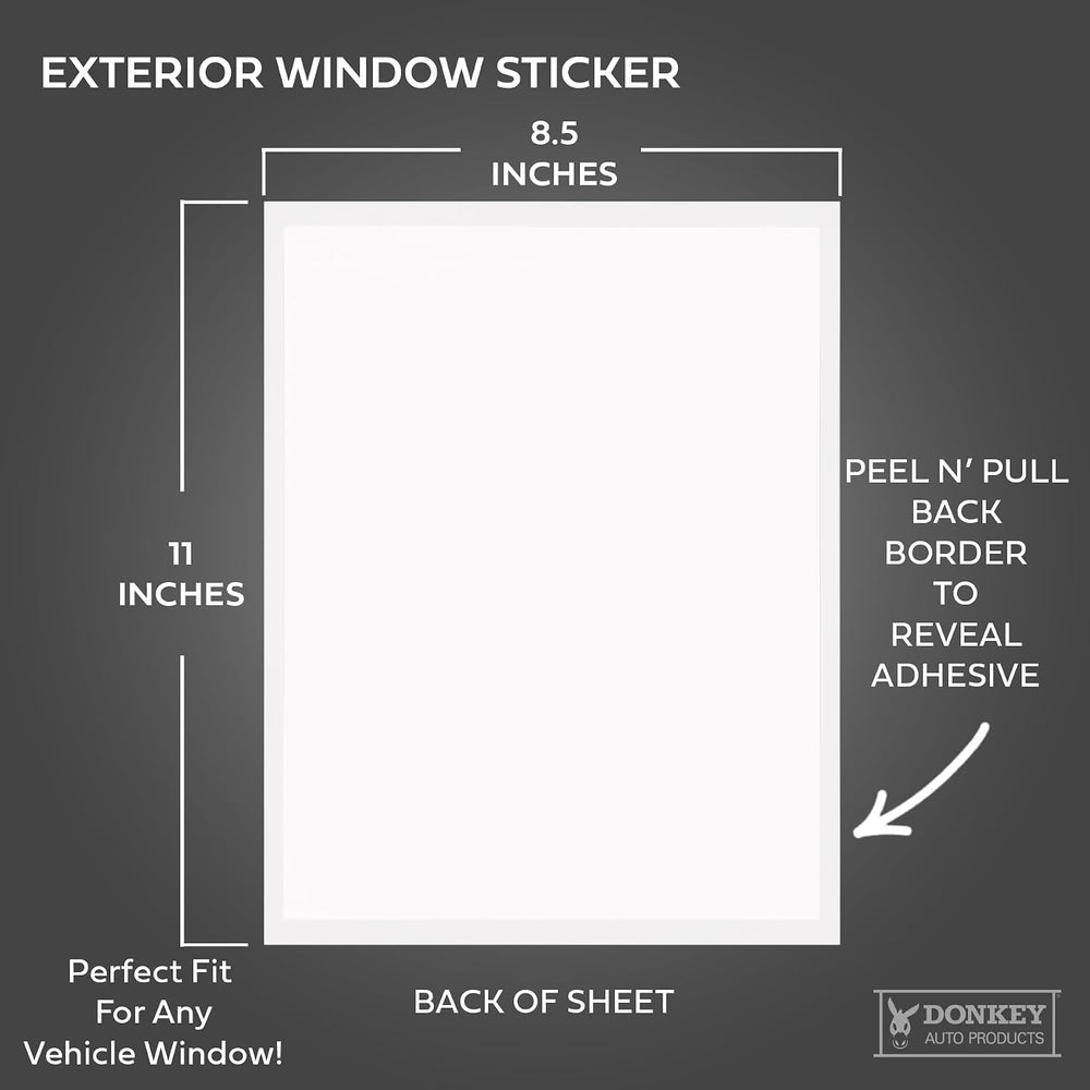 Window Stickers for Car Dealers -Plain Blank White - Exterior, 'Outdoor