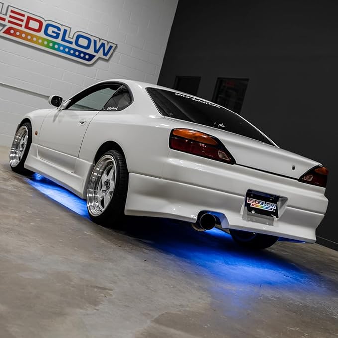 LEDGlow 4pc Blue LED Flexible Car Slimline Underbody Underglow Accent Neon