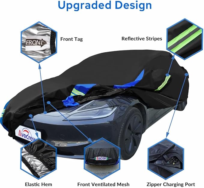 Avecrew Car Cover for Tesla Model 3 2017-2024, Custom Fit Full Exterior Cover