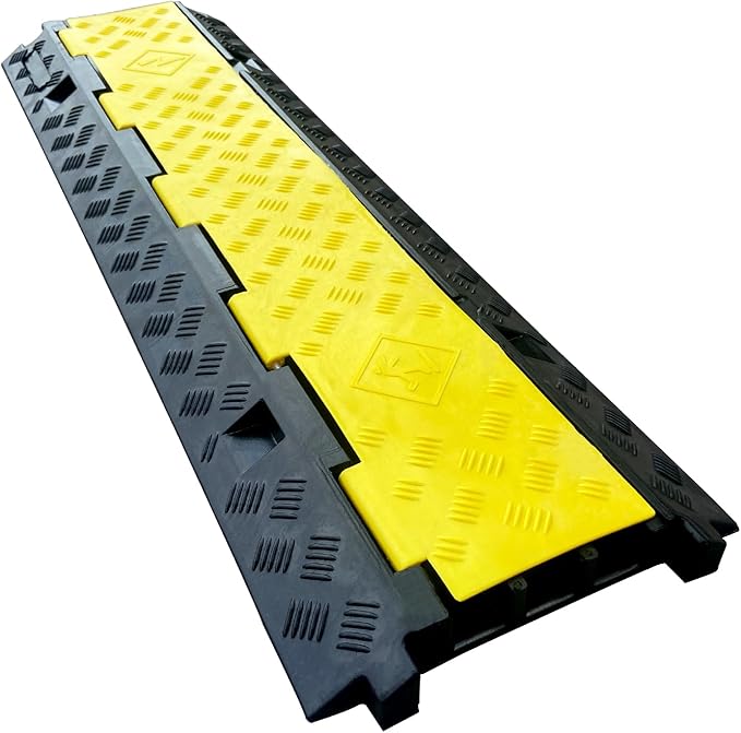 2 Pack Rubber Cable Ramp Hose Cable Protector Ramp 3 Channel 22000Lbs Load