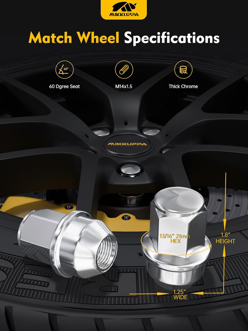 MIKKUPPA 24pcs M14x1.5 F150 Lug Nuts, Chrome OEM Style Replacement for 2015-2...