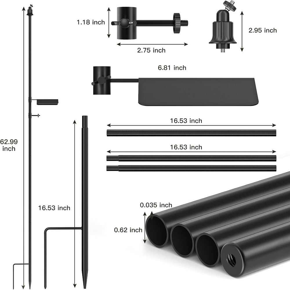 Ground Stake Mount Stand for Outdoor Cameras and Solar Panels