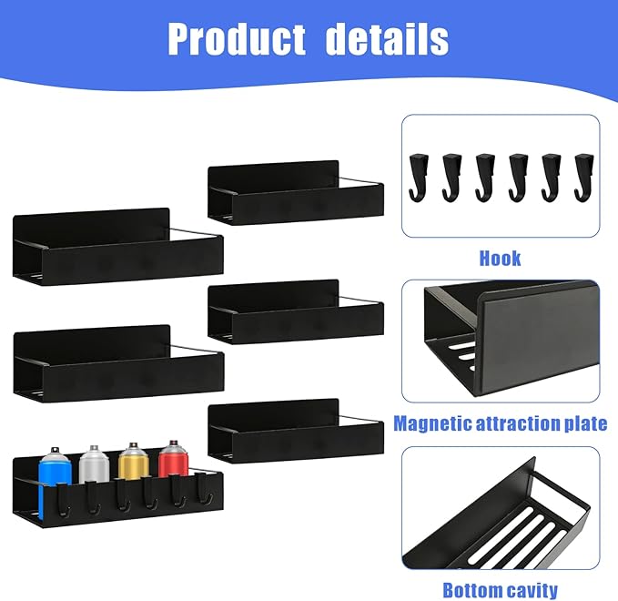 6Pcs Magnetic Aerosol Spray Can Holder, Steel Magnet Spray Toolbox Bottle