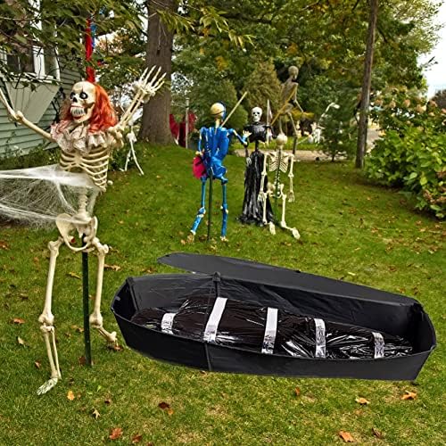 Halloween Pop Up Coffin with Lid, 60 inch Coffin Prop life size Collapsible, ...