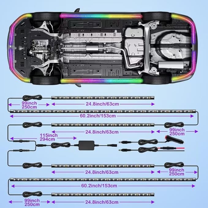Underglow Led Lights for Cars, Waterproof Underglow Kit for Cars (6 pcs)