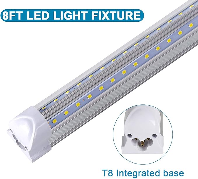 4 Pack, Led Shop Lights, 8FT Led Shop Light, 100W 6000K 15000LM Clear White