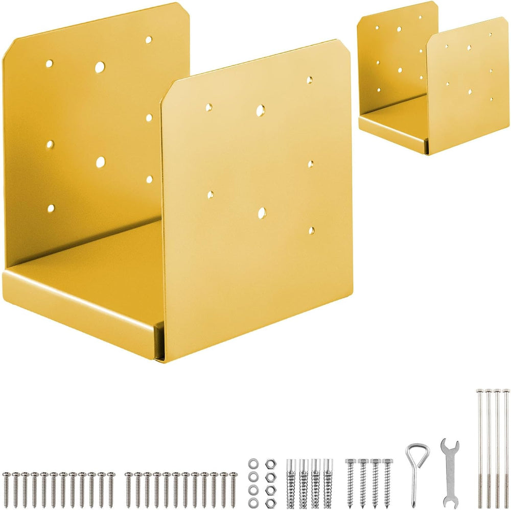 6"x6" Adjustable Post Base, 2Pcs,Golden,Stainless Steel Post Anchor...