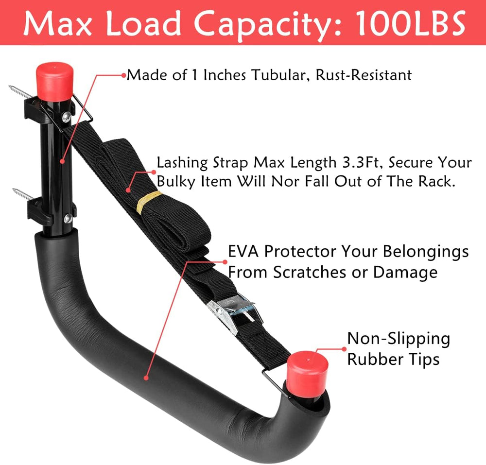 Heavy Duty Garage Storage Hooks, 13 Inch Arm Large Wall Mount Hanger with EVA...
