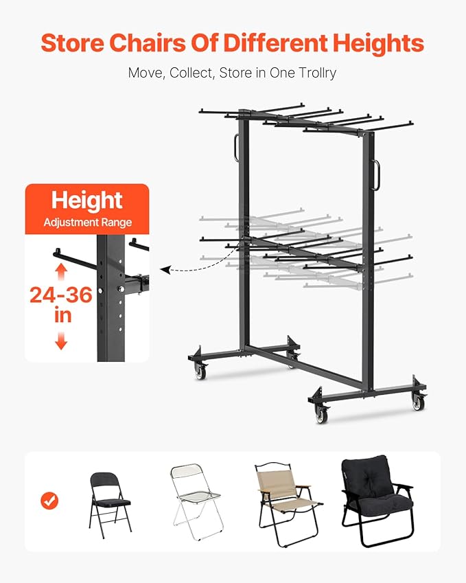 VEVOR Folding Chair Rack, 800 LBS Capacity, Heavy-Duty Chair Cart