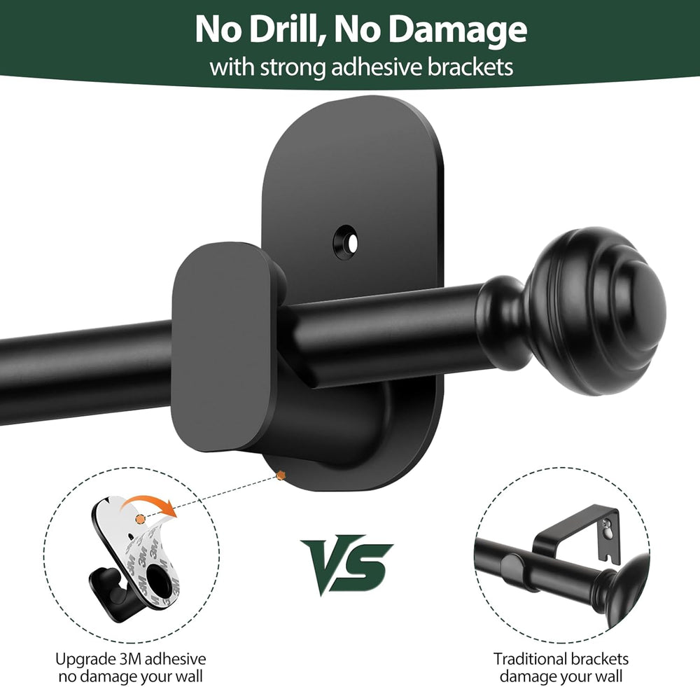 KAMANINA Curtain Rods 2 Pack No Drilling 32 to 86 Inches, Black