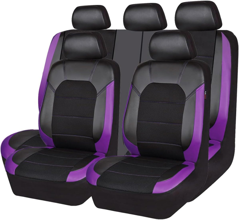 CAR PASS Leather Seat Covers, Breathable Universal Car Seat Cover Full Set fo...