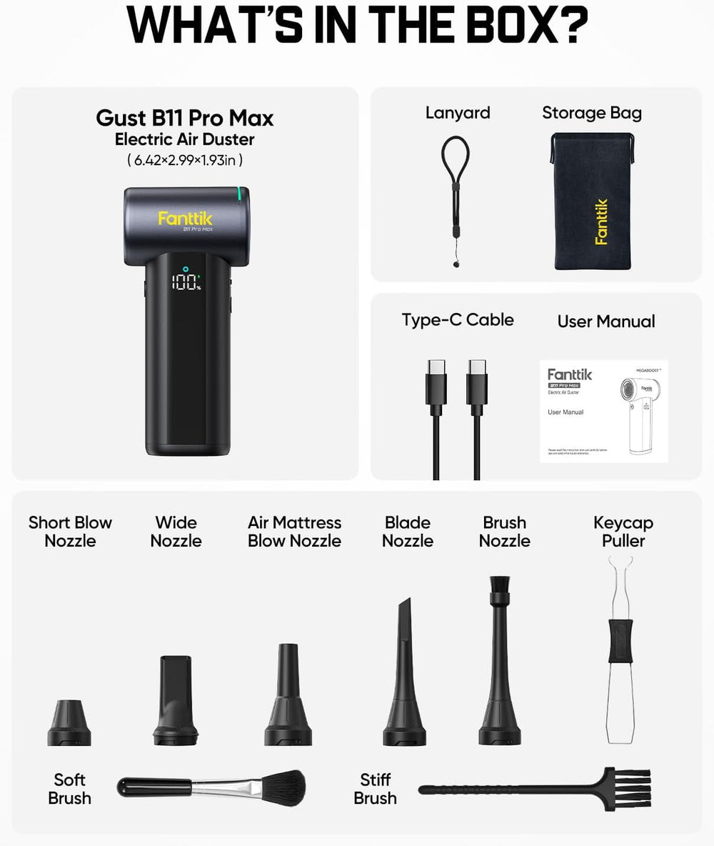 Fanttik B11 Pro Max Electric Air Duster with Powerbank Function (Black)