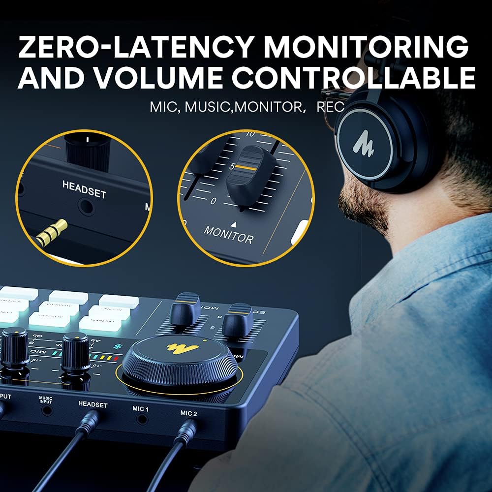 MAONO Podcast Equipment Bundle with Audio Mixer & 3.5mm Mic for Streaming