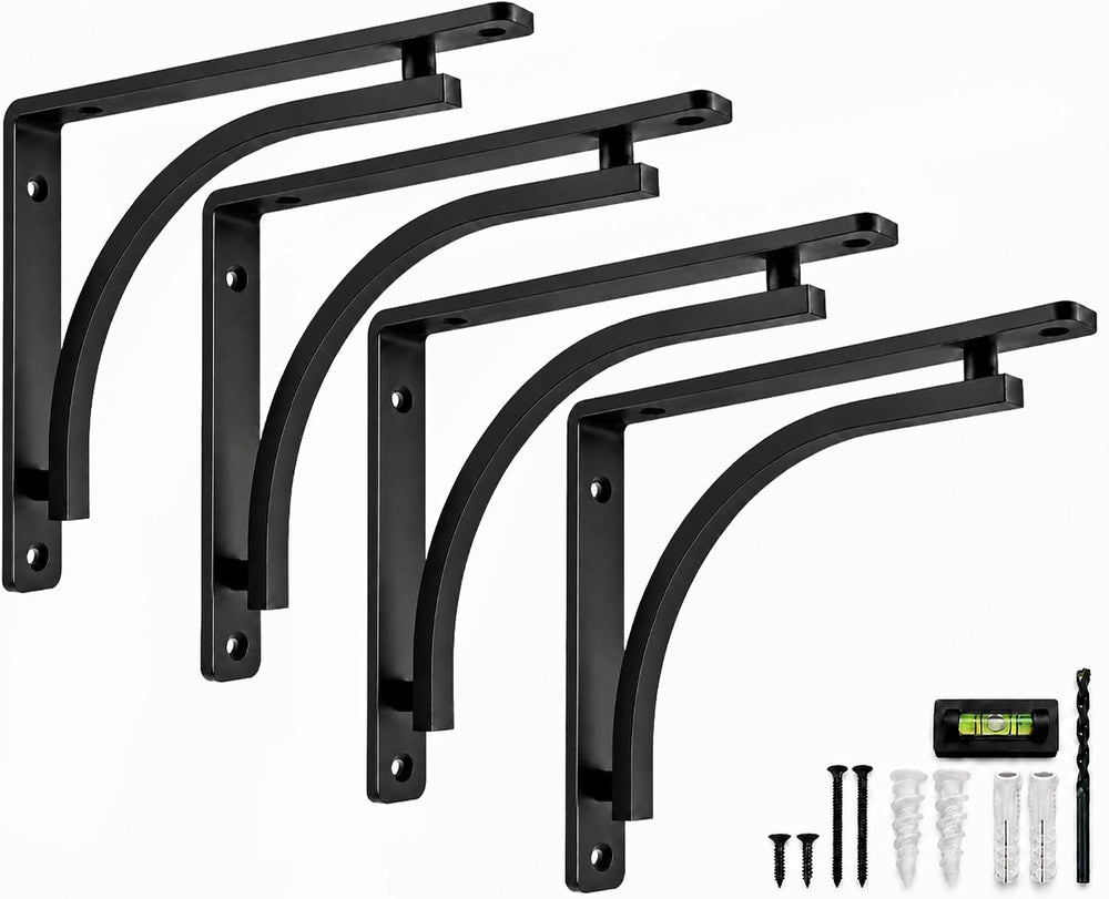Classic Black Heavy Duty Shelf Brackets 10 inch by Balin Designs – L Bracket,...