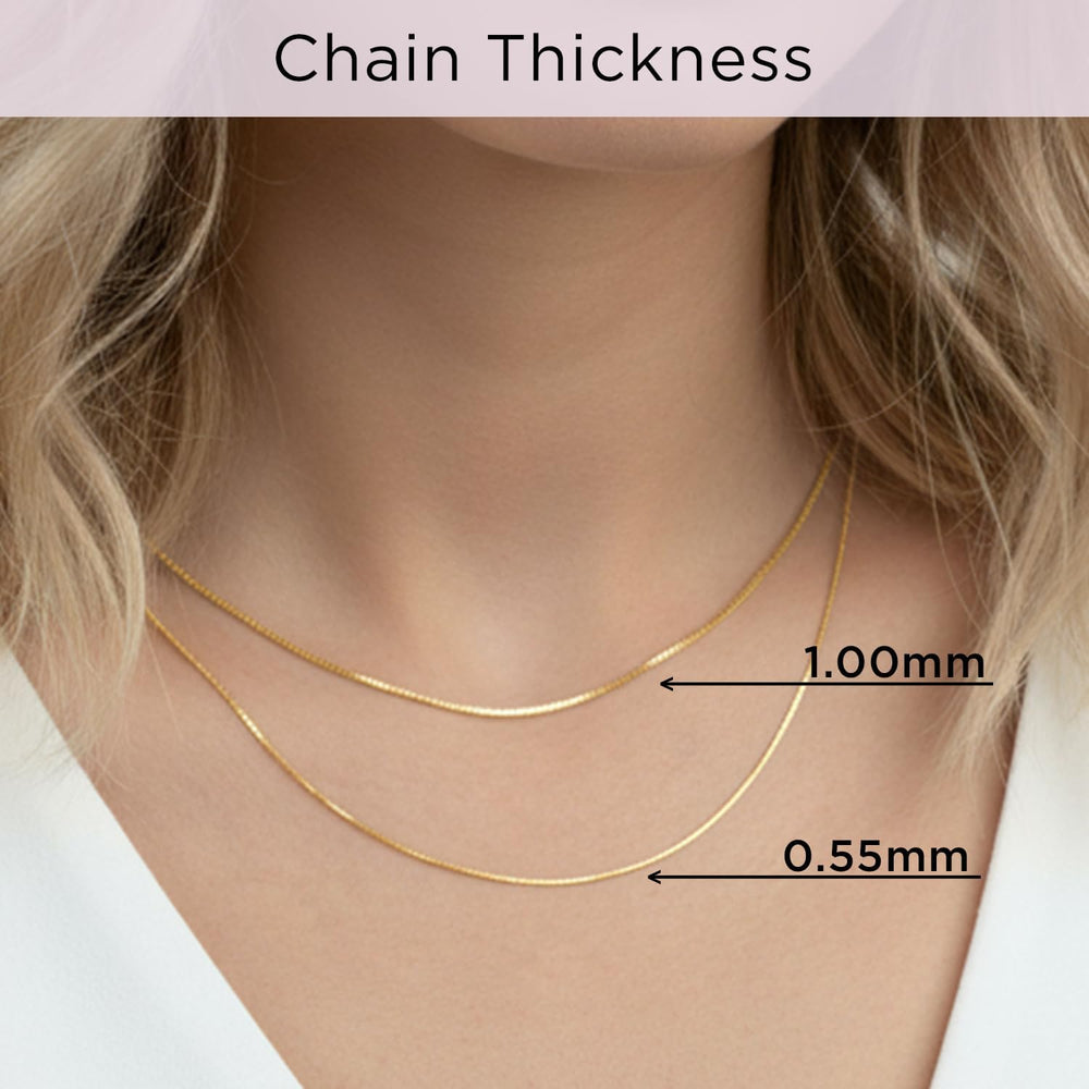 Jewelili 10K Solid Yellow and White Gold Box Link Chain Necklace for Women