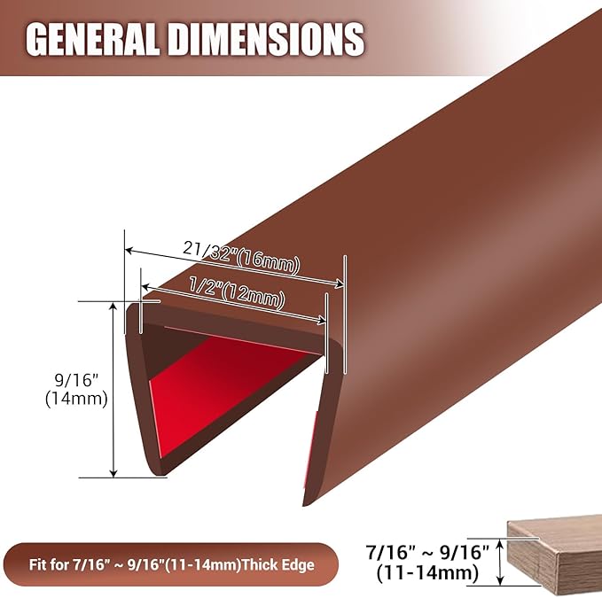 Rubber Edge Trim, Flexible Edge Banding, 1/2" U Channel Furniture Edge P...