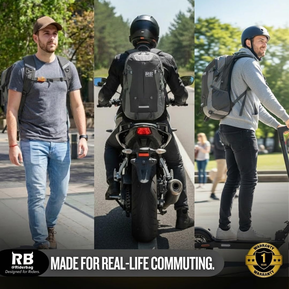 riderbag Reflective Motorcycle Backpack, Hi Viz Commuter Riding Bag | Designe...