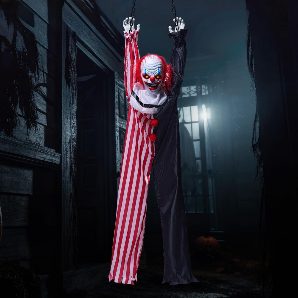 JOYIN 65" Halloween Hanging Scary Clown Decorations with Chain, with LED...