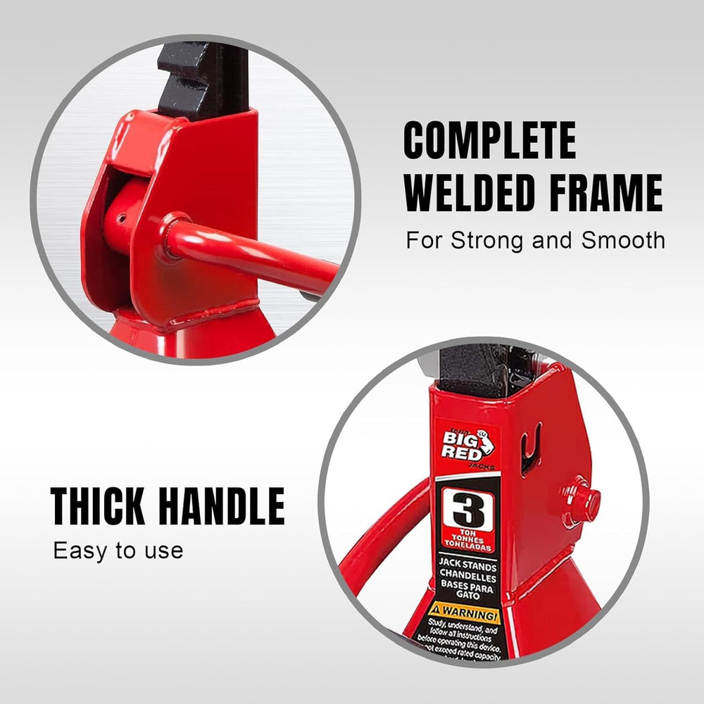 BIG RED T43202 Torin Heavy Duty Steel Jack Stands: 3 Ton (6,000 lb) Capacity ...