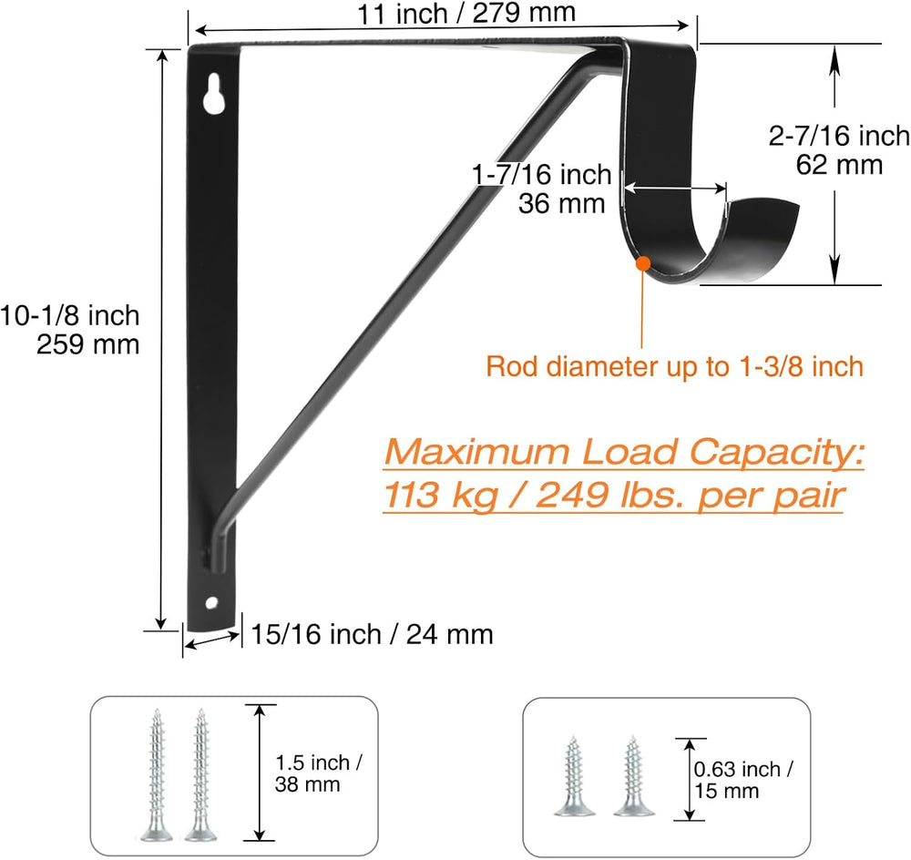 8 Pack Heavy Duty Closet Shelf & Rod Brackets, Wall Mounted Closet Shelf ...