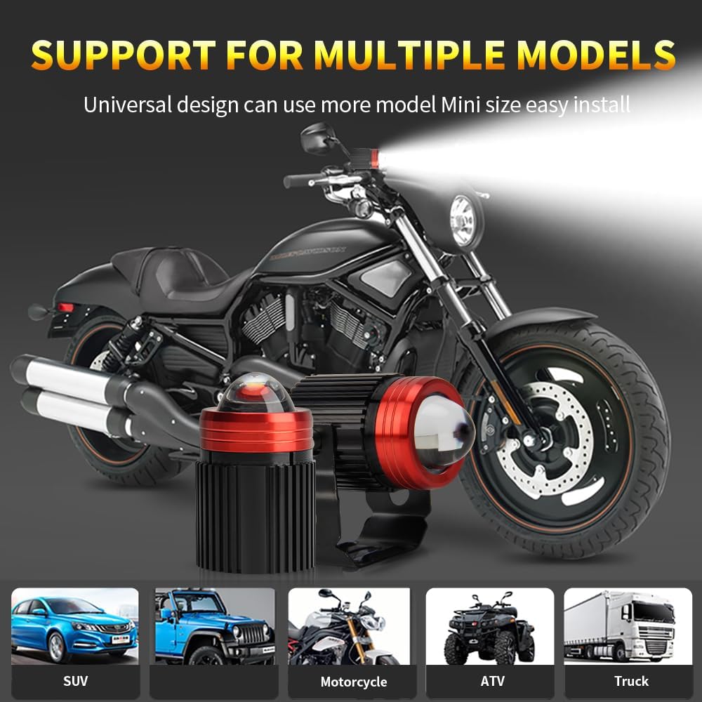 OPP ULITE Motorcycle Led Fog Lights 3000K Amber Yellow 6500K White Driving Li...