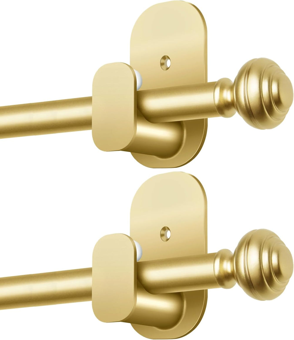 KAMANINA Curtain Rods No Drilling 2 Pack 32-58", 3M Adhesive Brackets, Gold