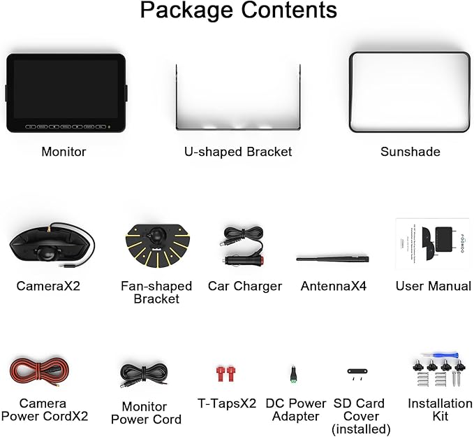 Fookoo 1080P 10" Wireless RV Backup Camera System