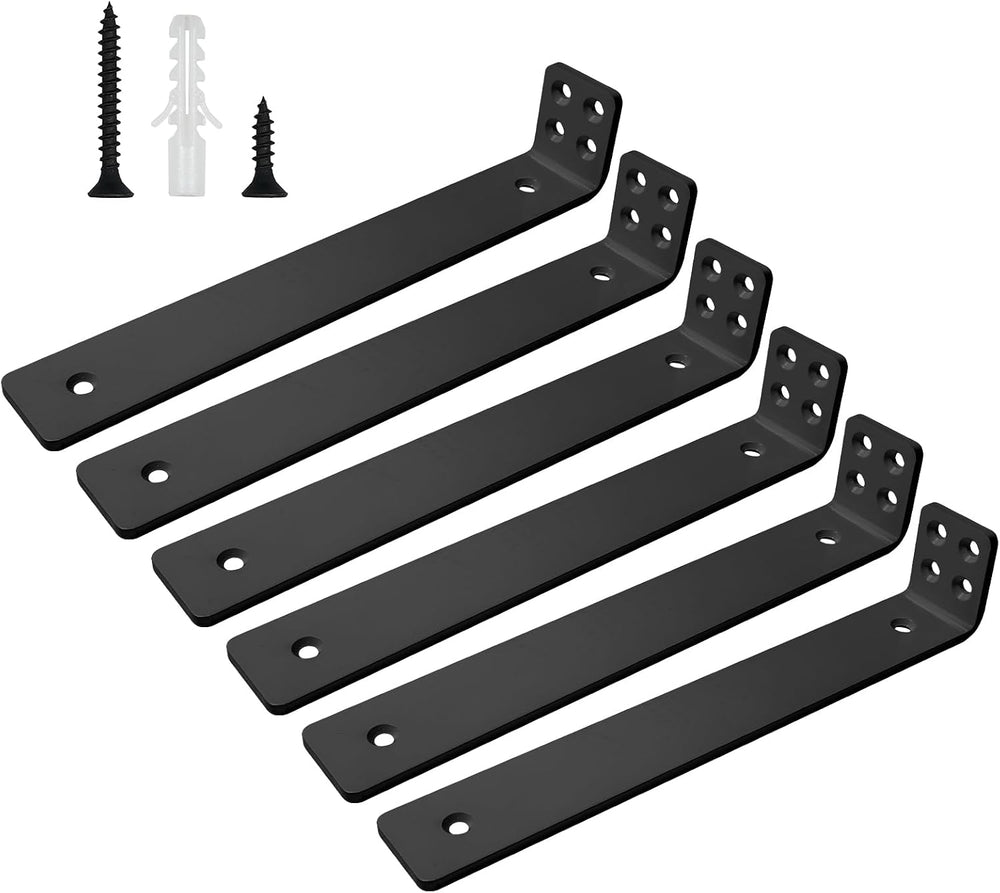 Shelf Brackets 10 inch, Heavy Duty Shelf Bracket 6 Pack L Brackets Black Meta...