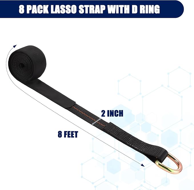 8Pack 2'' X 8ft Tow Truck Straps Lasso Wheel Lift Straps Lasso Tow Strap
