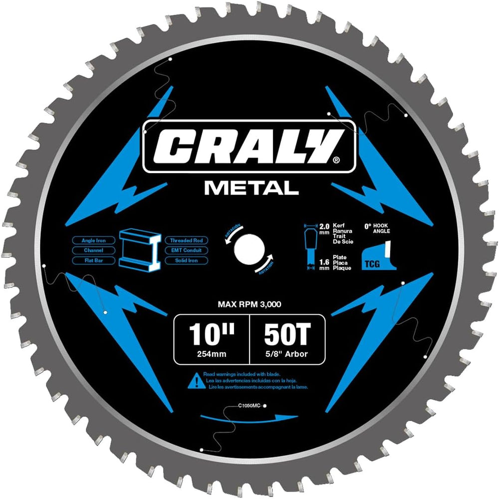 CRALY 10 Inch 50 Teeth Steel and Ferrous Metal Cutting Circular Saw Blade