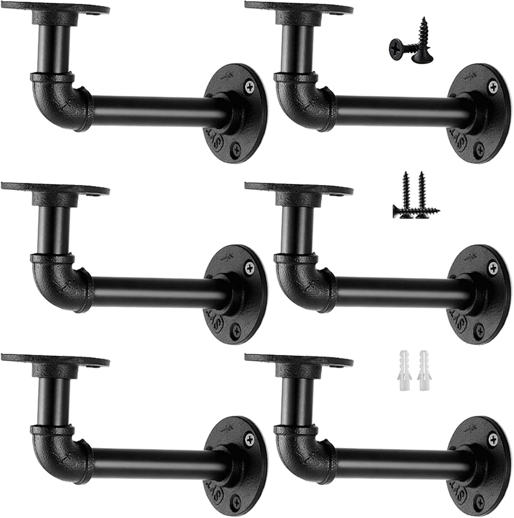 Janyang Industrial Pipe Shelf Brackets for 8 10 12 14 inches Board, Iron L Pi...