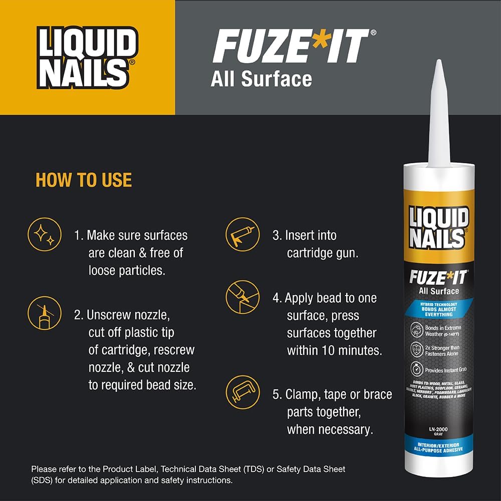 Liquid Nails 56198673380 LN-2000 FuzeIt All Surface Construction Adhesive (9-...
