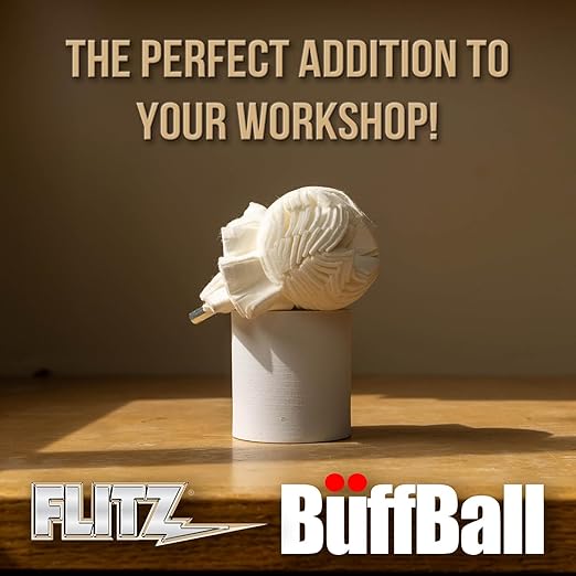 Flitz Buff Ball w/ 1.76oz Metal Polish Paste - 3in Drill Buffer Polisher