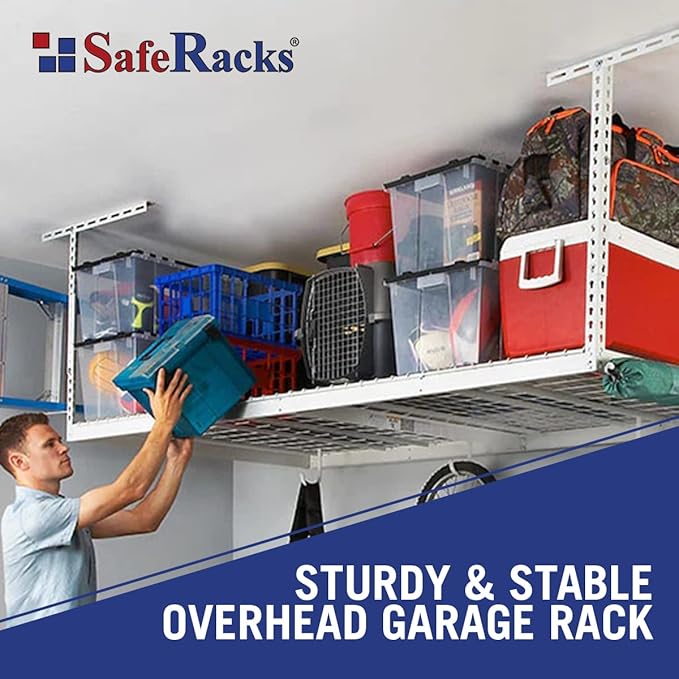 SafeRacks Overhead Garage Storage Rack, Heavy Duty Racks (2-Pack)