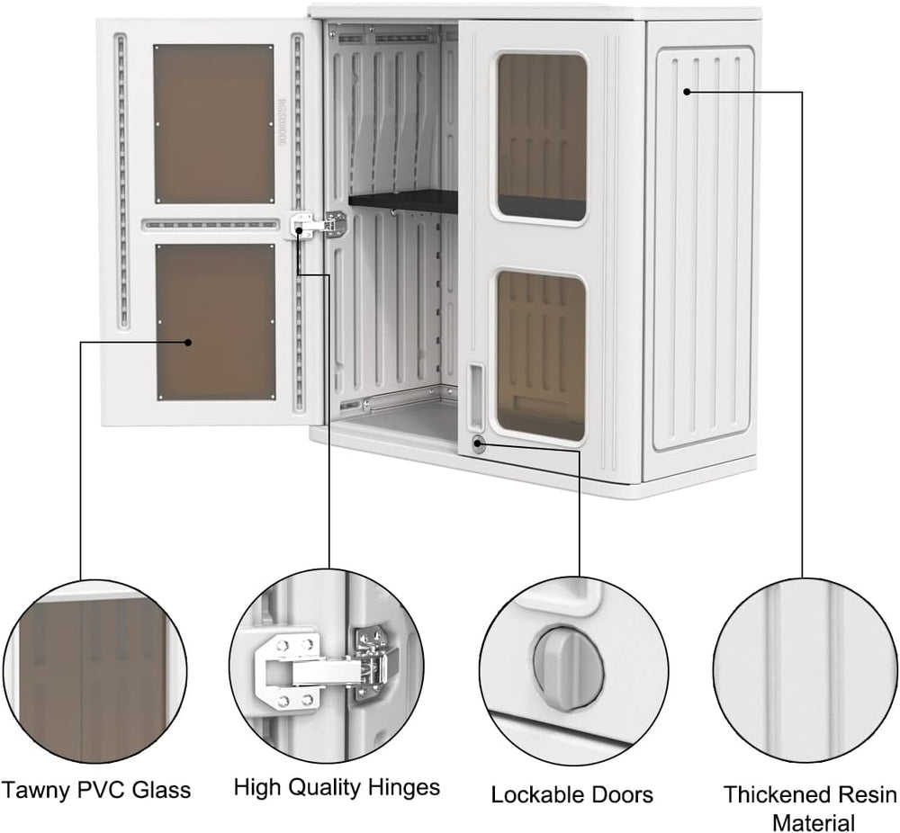KINYING Outdoor Storage Cabinet Waterproof,Resin Garage and Laundry Room Wall...