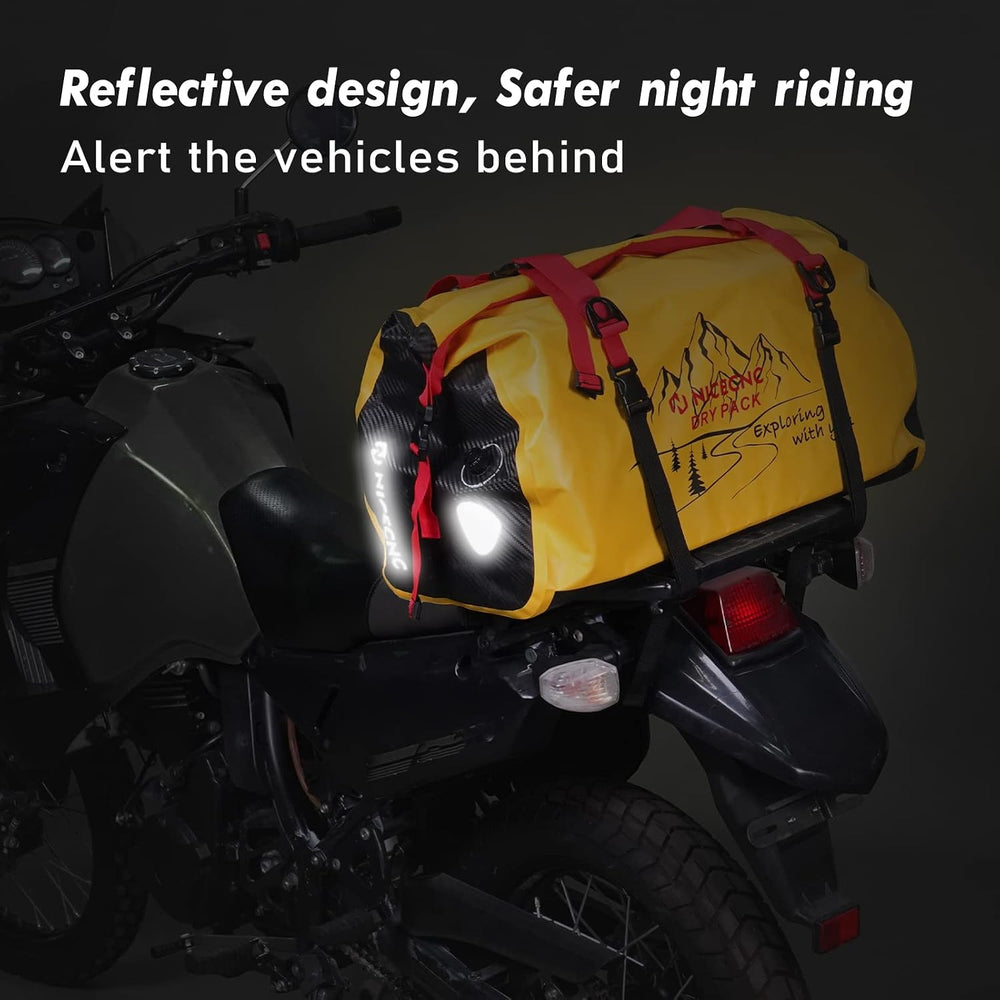 NICECNC Waterproof Motorcycle Dry Duffel Bag 66L, 500D PVC Motorcycle Tail Ba...