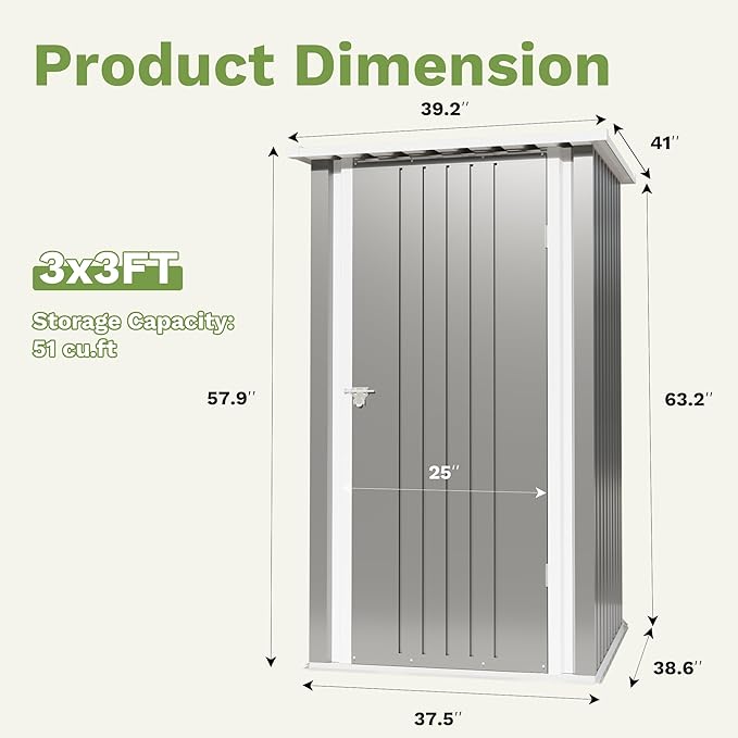 Devoko 3x3 FT Outdoor Storage Shed, Small Garden Tool Shed