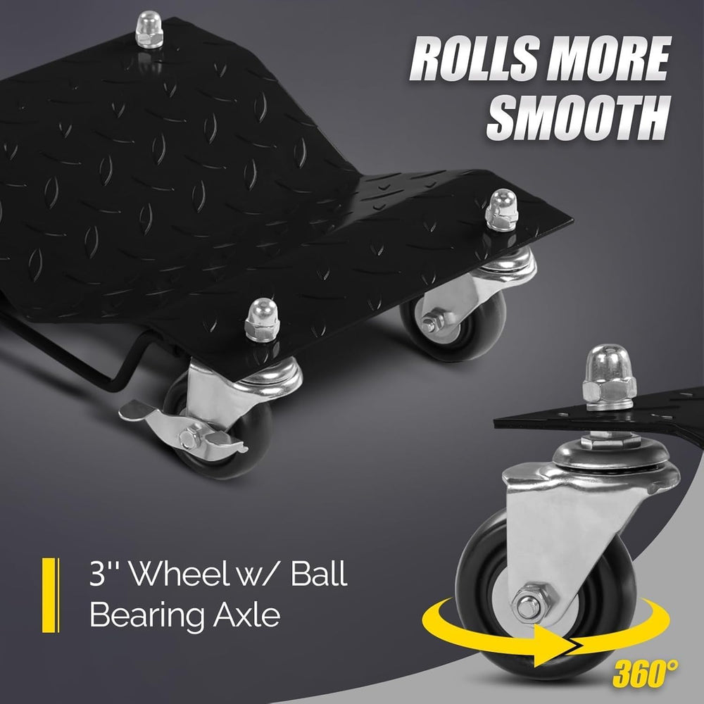 PrecisionAuto Heavy Duty 3000 lbs Car Wheel Dolly Set of 2 – Steel Tire Skate...