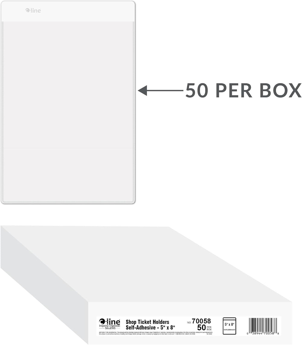 C-Line Clear Shop Ticket Holder, Self-Adhesive, 5 x 8, 50/Bx (70058)