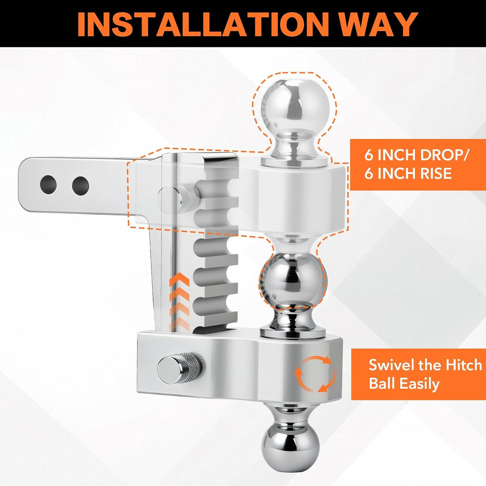 Aircraft Aluminum Adjustable Trailer Hitch for 2 Inch Receiver, Tow Dual Ball...